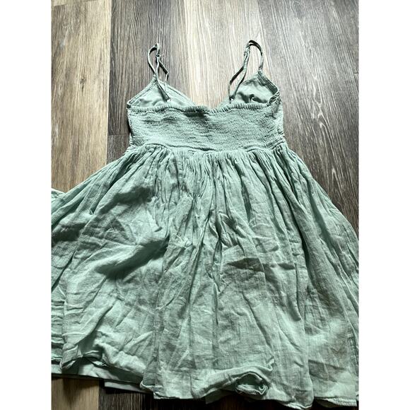 Embroidered Flowy Mint Mini Dress Medium Coquette Boho Skater Y2K Retro Bella - Picture 6 of 7